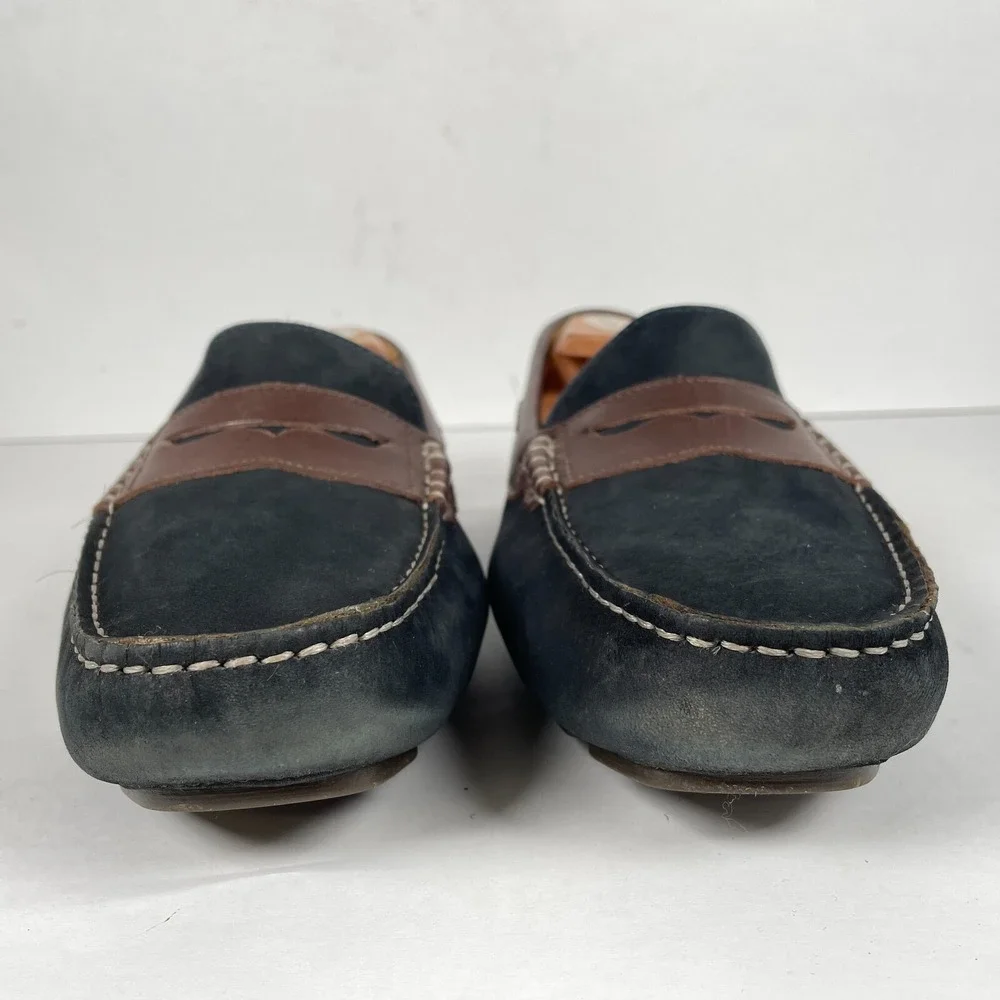 G.H. Bass Monte Penny Loafers Mens Size 8 M Navy Blue Nubuck Driving Shoes
